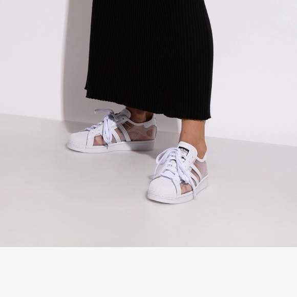 Adidas Women's Clear and White Superstar Sneakers Women9.5 Men8 - Picture 11 of 11